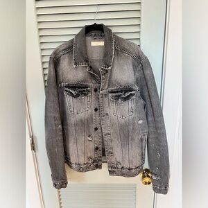 All Saints Black and Grey Denim Jacket Medium